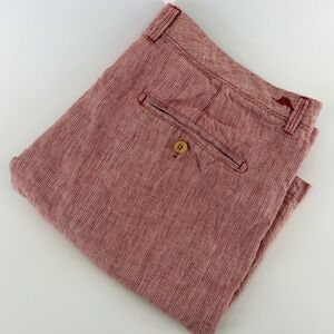 Tommy Bahama Pinstripe‎ Linen Shorts Coastal Vacation Summer 36 Red White